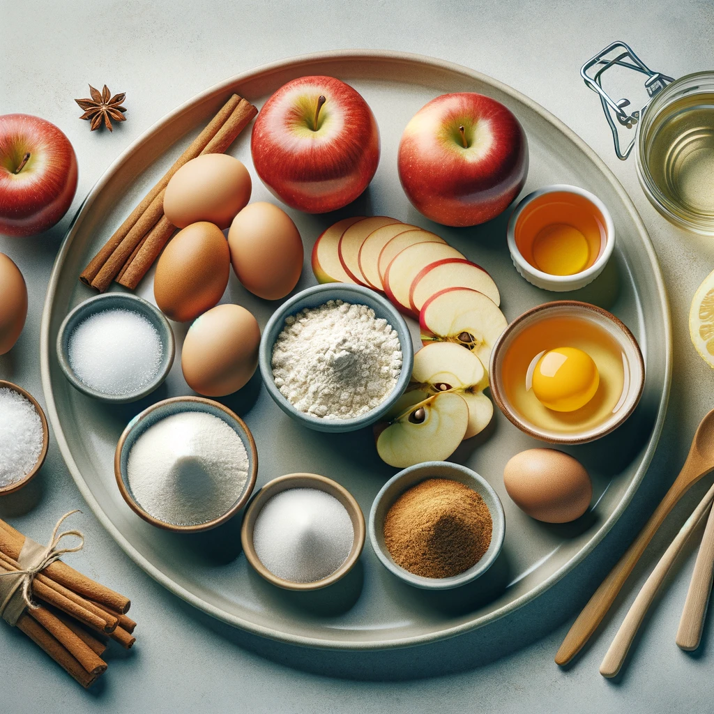 Ingredients for the gluten-free apple tart.